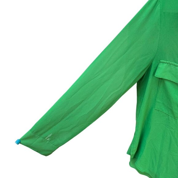 Lulus Green Button-Down Long Sleeve Shirt Pockets Career Work Women's Size‎ S - Picture 3 of 7